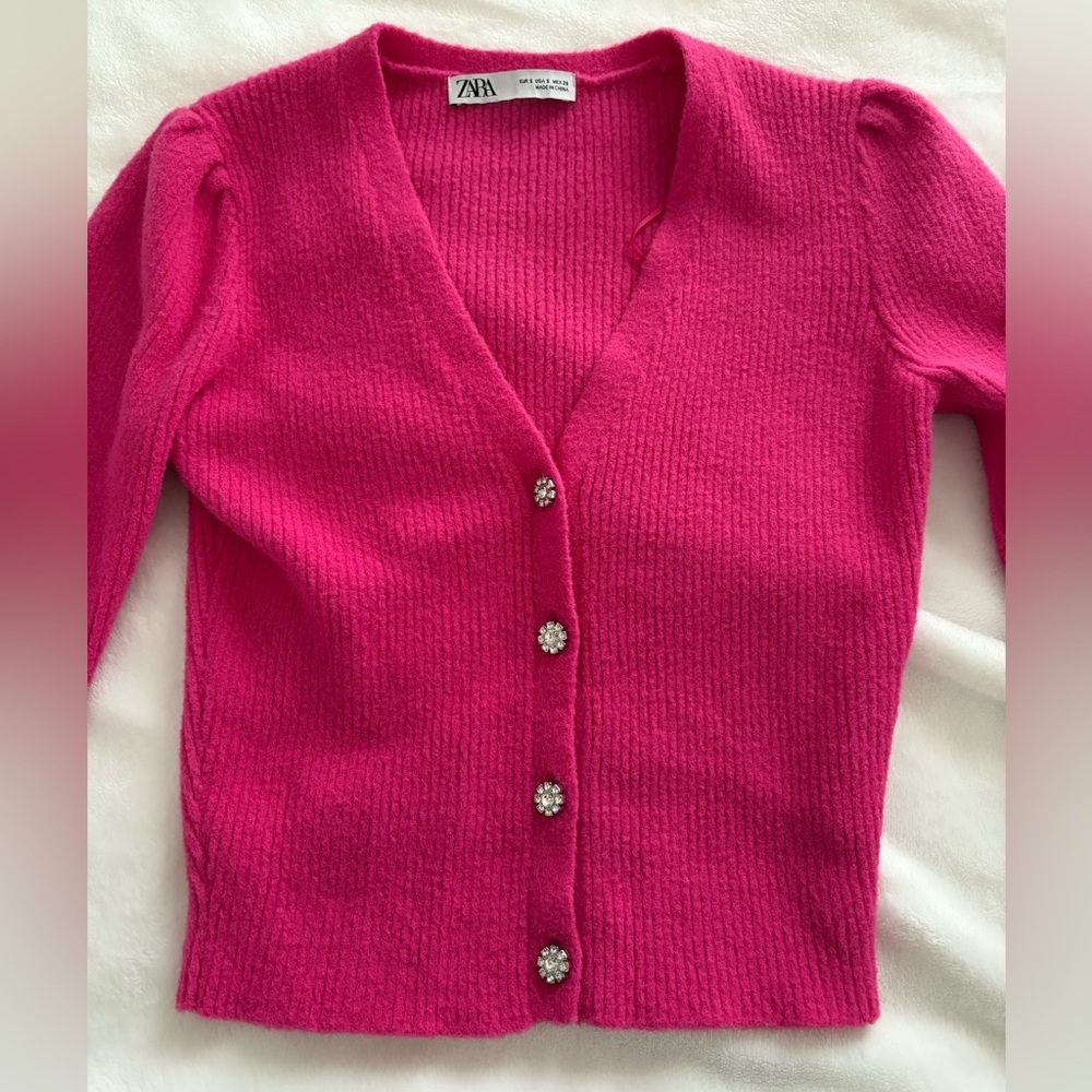 Zara Fuchsia Button-Up Cardigan